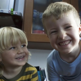 Sam and Arlo being cheeky