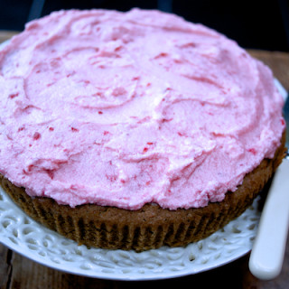 Raspberry frosted courgette cake