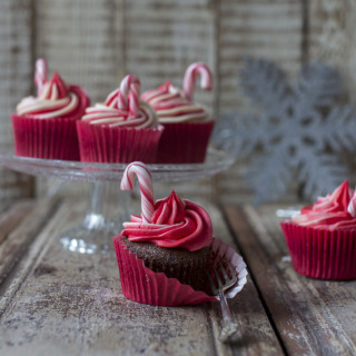 Good Food Christmas, Candy Cane Cupcakes, recipe and styling by Katie Bryson, photo by Sharron Gibson