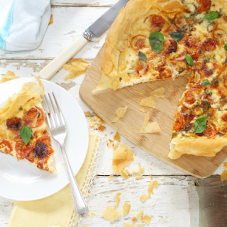 Roasted Tomato and Basil Filo Quiche by Katie Bryson on feedingboys.co.uk