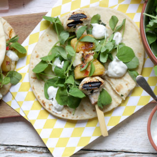 Sticky Mushroom, Halloumi and Pineapple Kebabs on feedingboys.co.uk - perfect for vegetarian BBQs